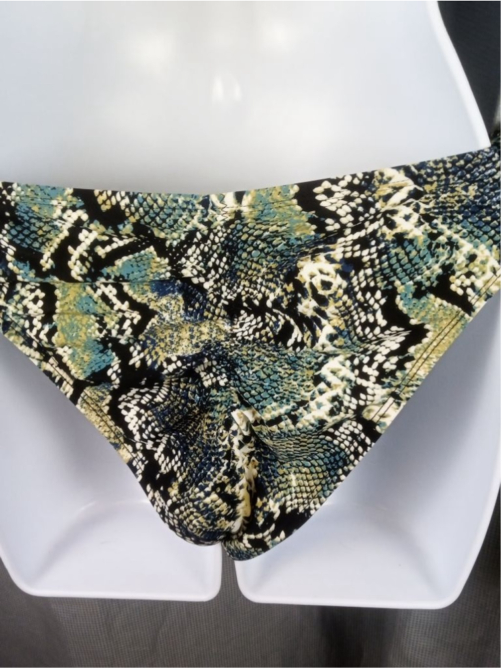 Women's Shade & Shore Bikini M Blue Black Snake Print Swimsuit - Picture 7 of 8